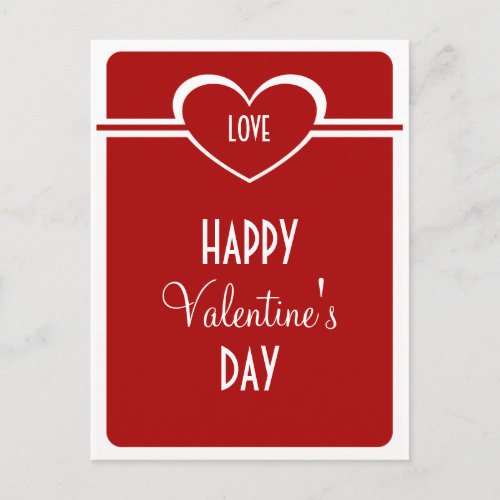 Simple Heart Valentines Day Postcard Deep Red Holiday Postcard