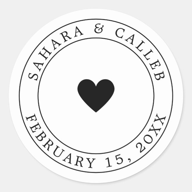 Simple Heart Wedding Favor Sticker Labels (Front)