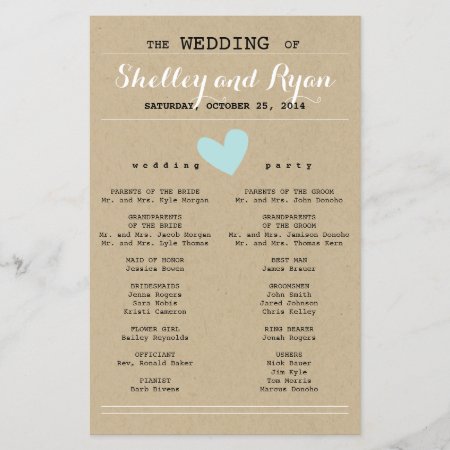 Simple Heart Wedding Program