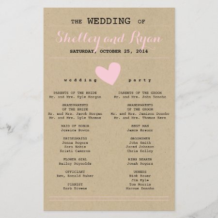 Simple Heart Wedding Program