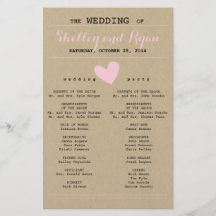 Simple Heart Wedding Program