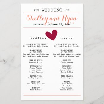 Simple Heart Wedding Program by goskell at Zazzle