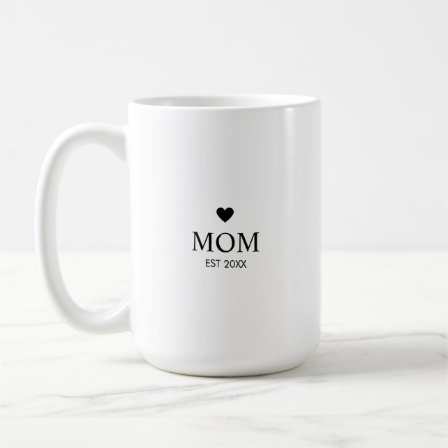 Simple Heart Year Established Mom Coffee Mug (Left)