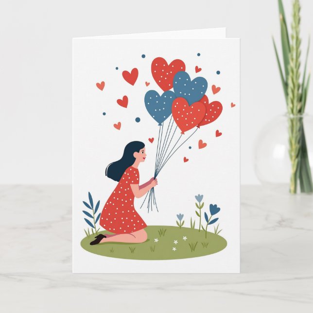 Simple Hearts Balloons Card (Front)