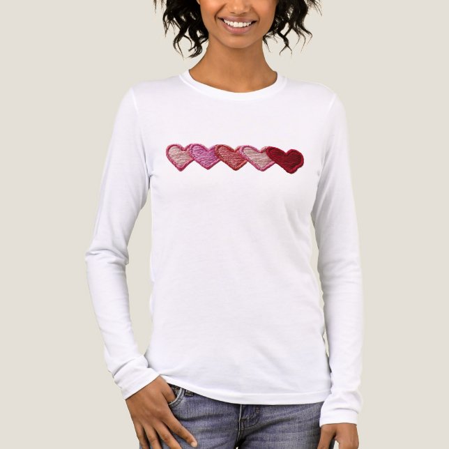 Simple Hearts Embroidery look Minimalistic  Tri-Blend Shirt (Front)