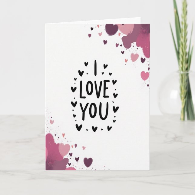 Simple Hearts I Love You Card (Front)