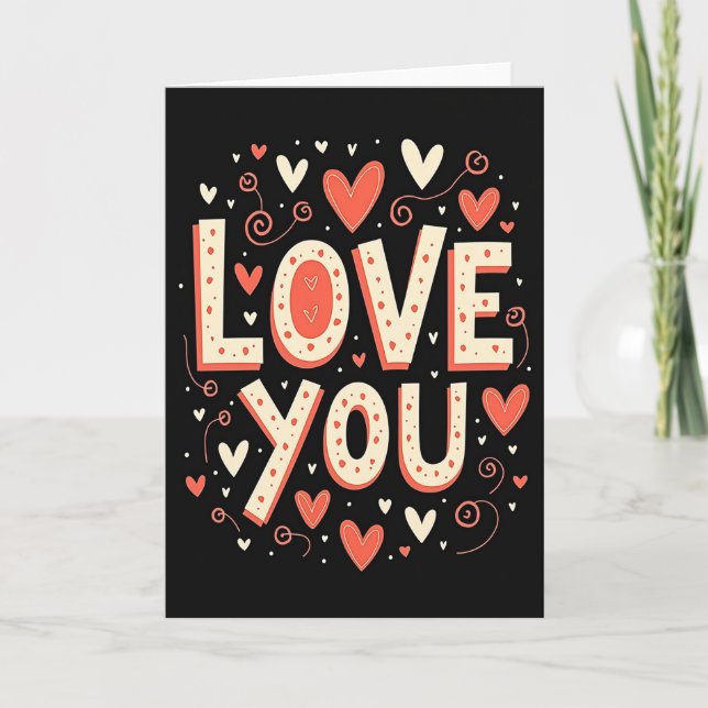 Simple Hearts Love You Card (Front)