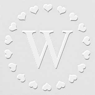 Simple Hearts Round Frame Single Initial Monogram  Embosser