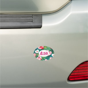 Simple hearts & tropical foliage car magnet