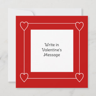 Simple Hearts Valentine's Day Add Message to Red Holiday Card