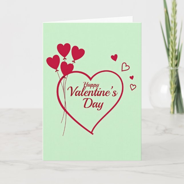 Simple Hearts Valentines Day Card (Front)