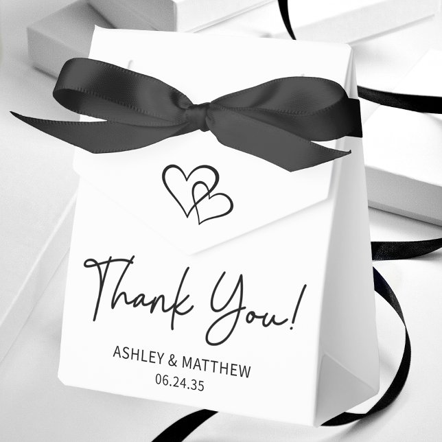 Simple Hearts Wedding Thank You Favor Boxes (Creator Uploaded)