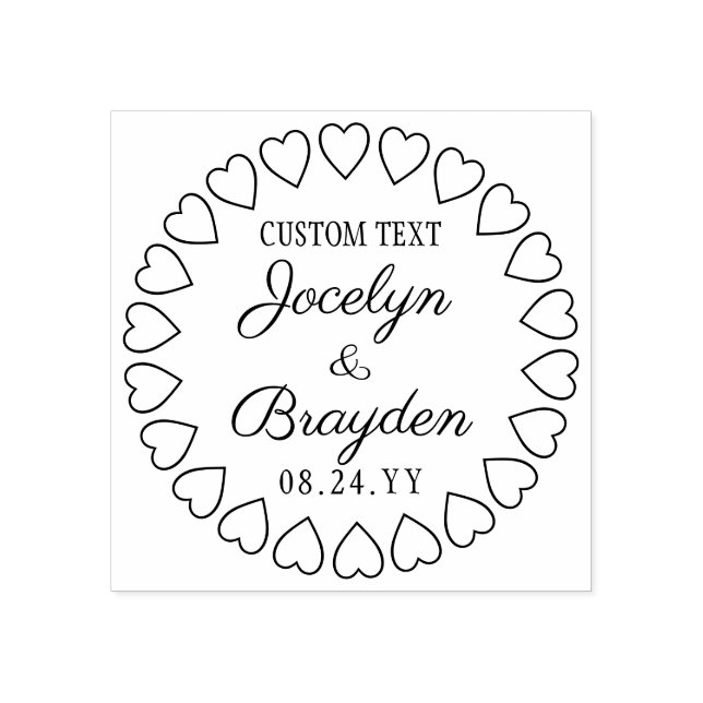 Simple Hearts Wedding Thank You or Save the Date Rubber Stamp (Imprint)