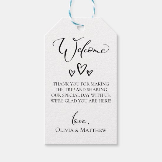 Simple Hearts Wedding Welcome Bag Gift Tags