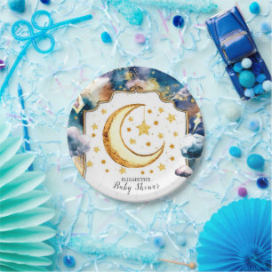 Simple Heavenly Star Celestial Baby Shower Paper Plates