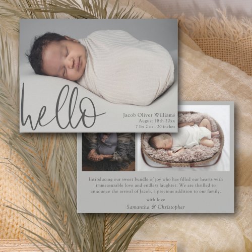 Simple Hello Baby Photo Announcement