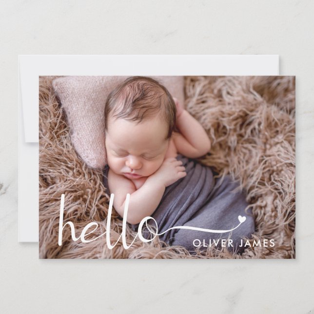 Simple Hello Baby Photo Birth Announcement (Front)
