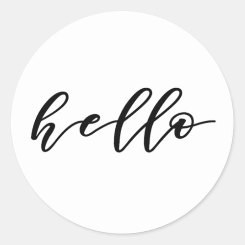 Simple Hello Design in Beautiful Typography Script Classic Round Sticker
