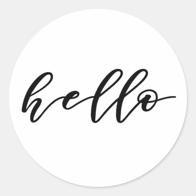 Simple Hello Design in Beautiful Typography Script Classic Round Sticker (Front)