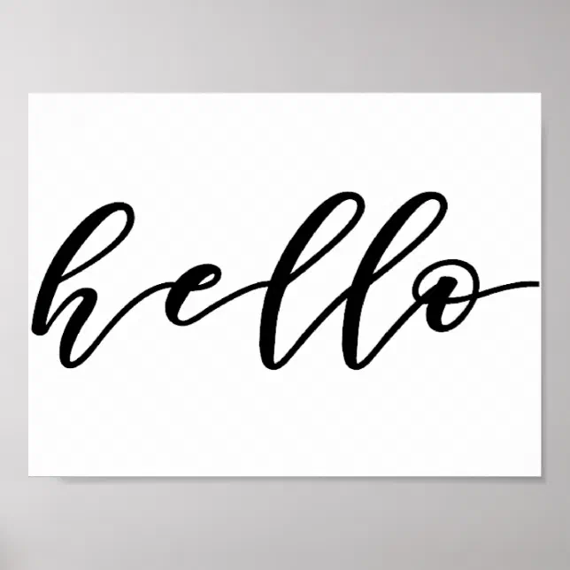 Hello Simple Text Simple Hello Design in Beautiful Typography Script Poster | Zazzle