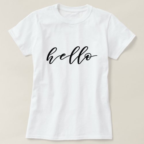 Simple Hello Design in Beautiful Typography Script T_Shirt