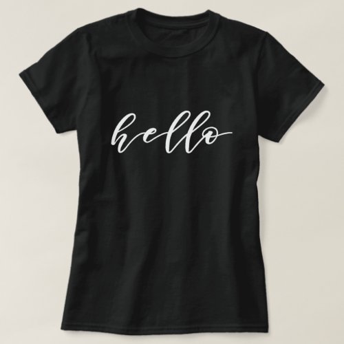 Simple Hello Design in Beautiful Typography Script T_Shirt