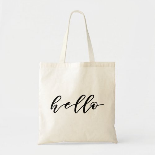 Simple Hello Design in Beautiful Typography Script Tote Bag
