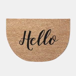 Simple Hello Faux Coir Round Design Doormat