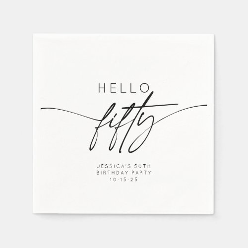 Simple Hello Fifty 50th Birthday Party Napkins