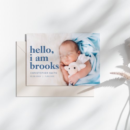 Simple Hello I Am Birth Announcement Card