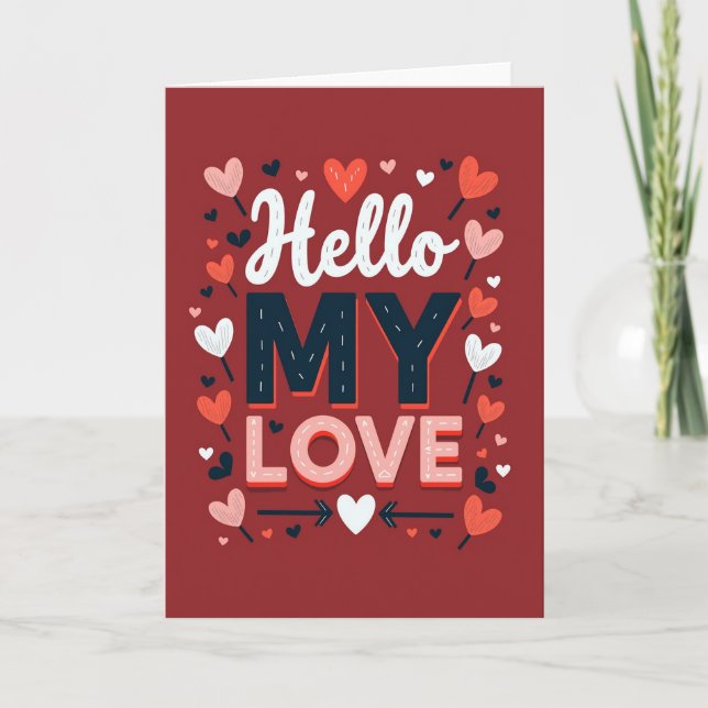 Simple Hello My Love Heart Card (Front)