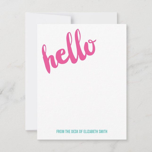 Simple Hello Personalized Stationery Note Card (Front)