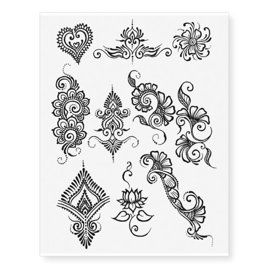 simple henna design temporary tattoo sheet zazzlecom