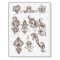 Simple henna design temporary tattoo sheet- Brown