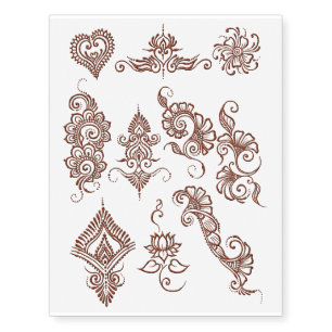 Simple henna design temporary tattoo sheet- Copper