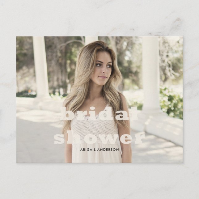 Simple Her Photo Bridal Shower Invitation Postcard (Front)