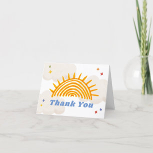 Simple Here Comes The Son Sunshine Baby Shower Thank You Card