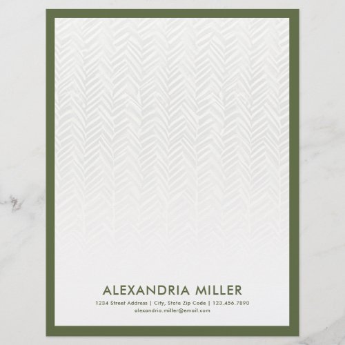 Simple Herringbone Pattern Olive Green Letterhead