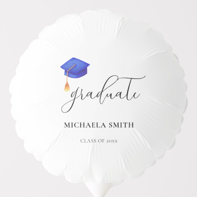 Simple High School Blue Graduation Cap Graduate Balloon (Front)