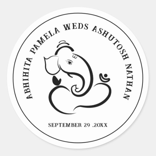 Simple Hindu Wedding Ganesha Classic Round Sticker