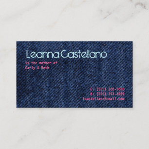 Simple Hip Denim Mommy Calling Business Cards