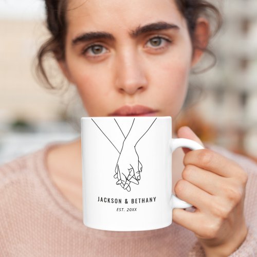 Simple Holding Hands Couple Established Coffee Mug