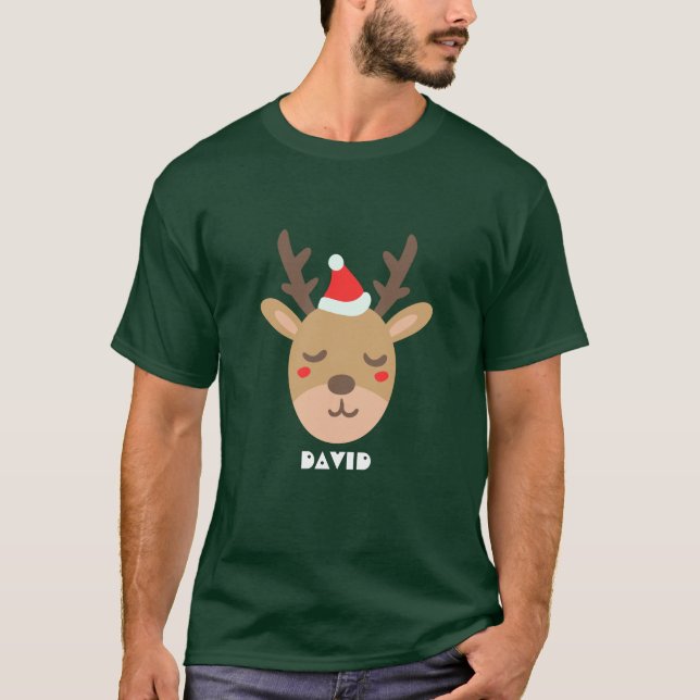 Simple Holiday Cool Trendy Reindeer Christmas T-Shirt (Front)