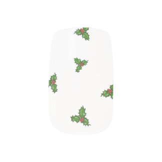 Simple Holiday Holly Minx Nail Art