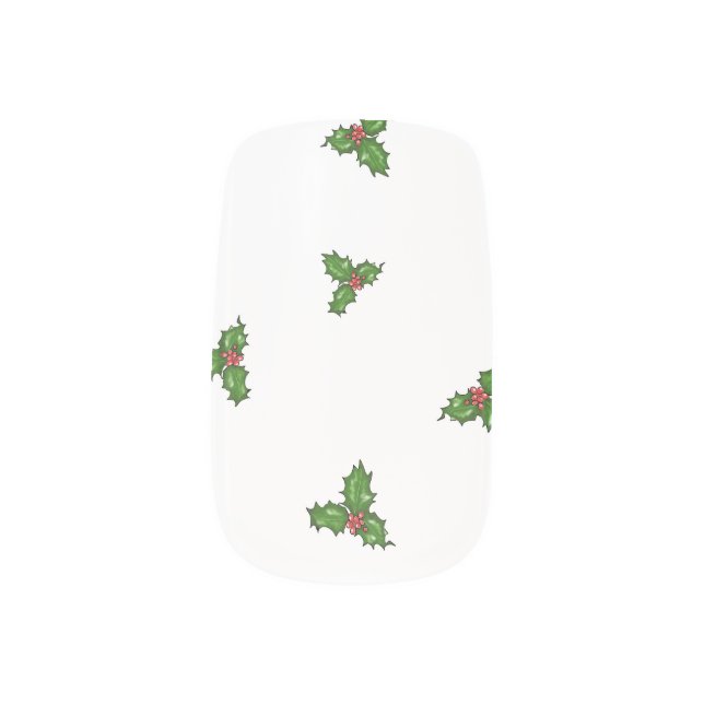 Simple Holiday Holly  Minx Nail Art (Left Thumb)