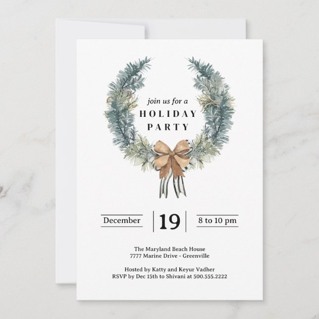 Simple Holiday Party Invitation (Front)