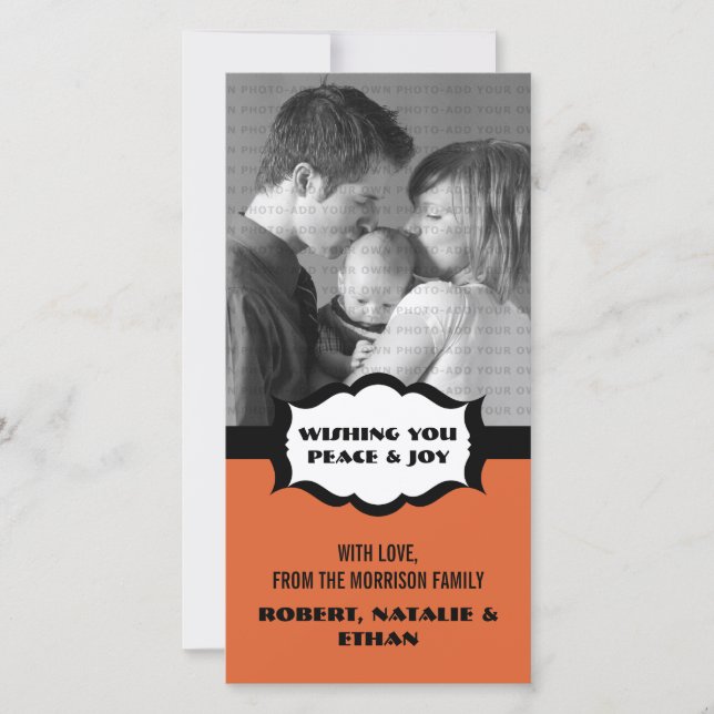 Simple Holiday Photo Card, Orange Card (Front)