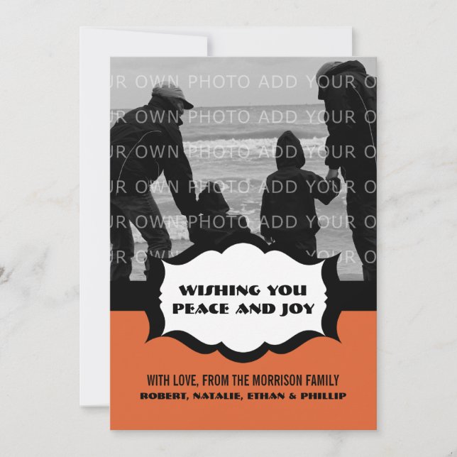 Simple Holiday Photo Flat Card, Orange Card (Front)