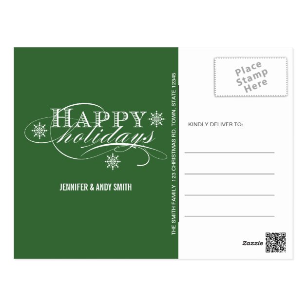 SIMPLE HOLIDAY PHOTO POSTCARD GREEN