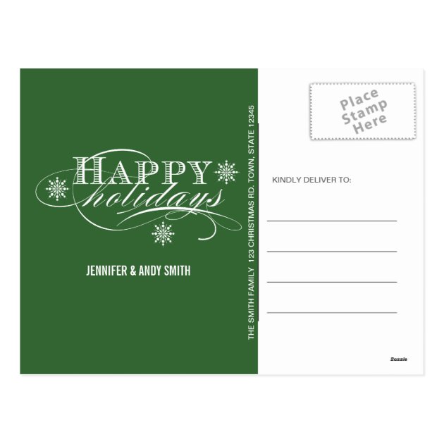 SIMPLE HOLIDAY PHOTO POSTCARD GREEN